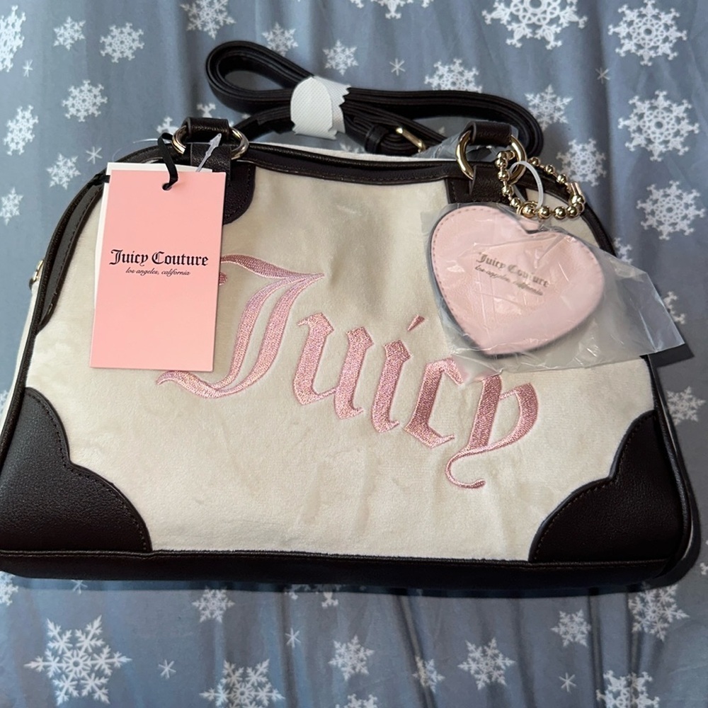 juicy Couture pink bowler velour heritage hand bag crossbody new release